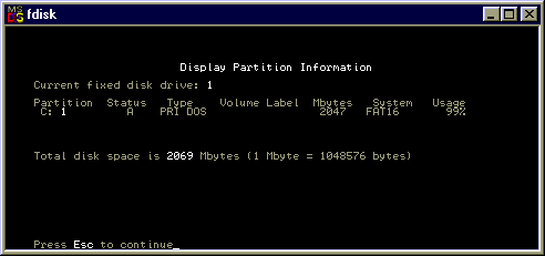 Fdisk: Display partitions