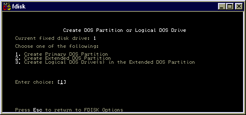 Fdisk: Create partitions