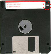 Write Protect Notch on floppy diskette