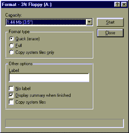 Format dialog box in Windows95